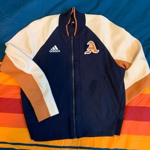 Adidas navy/old gold varsity jacket Sz m